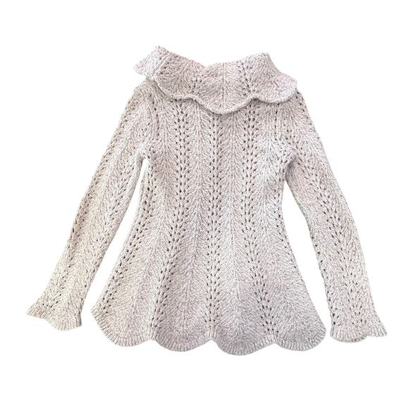 Anthropologie Yellow Bird Crochet Knit Cowl Neck Sweater Small BOHO Cottagecore - Picture 10 of 16